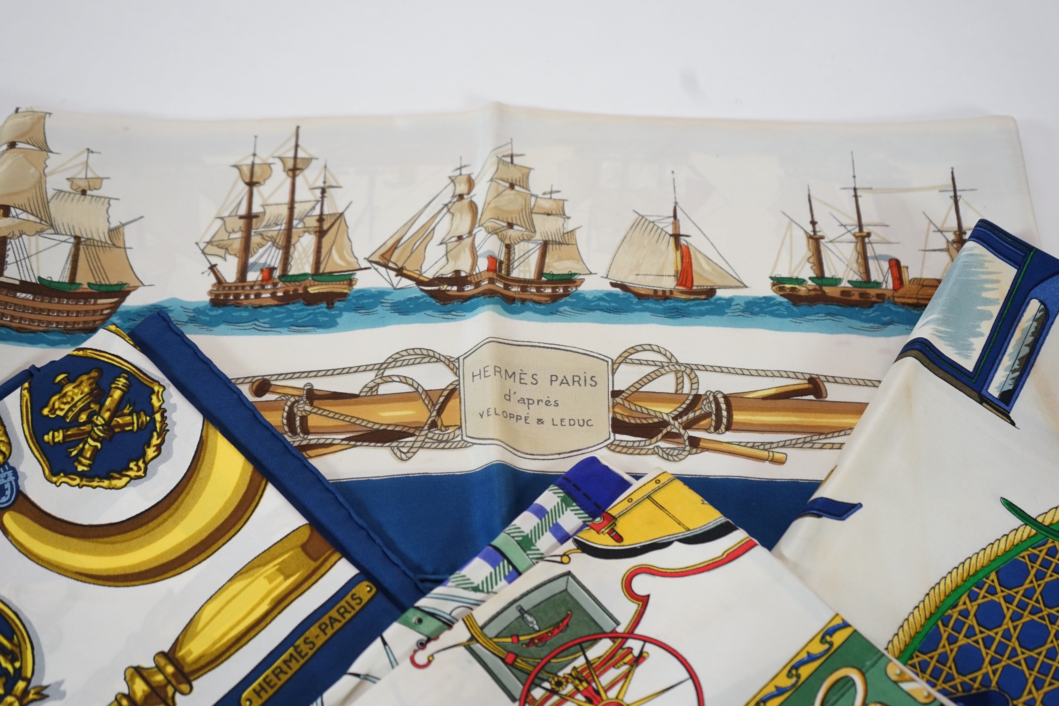 Six Hermes silk scarves